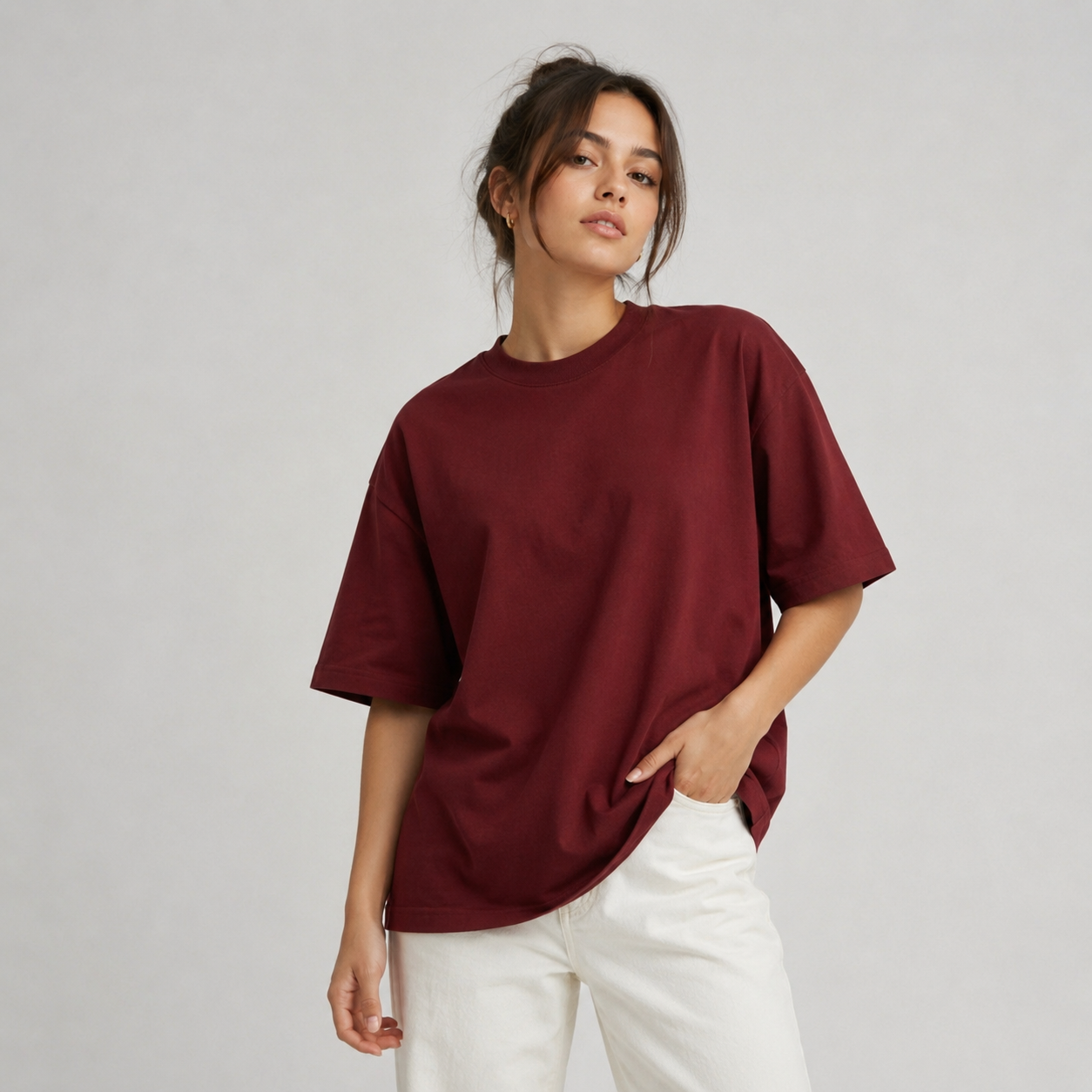 Cotton Boxy Fit T-Shirt - Red Color
