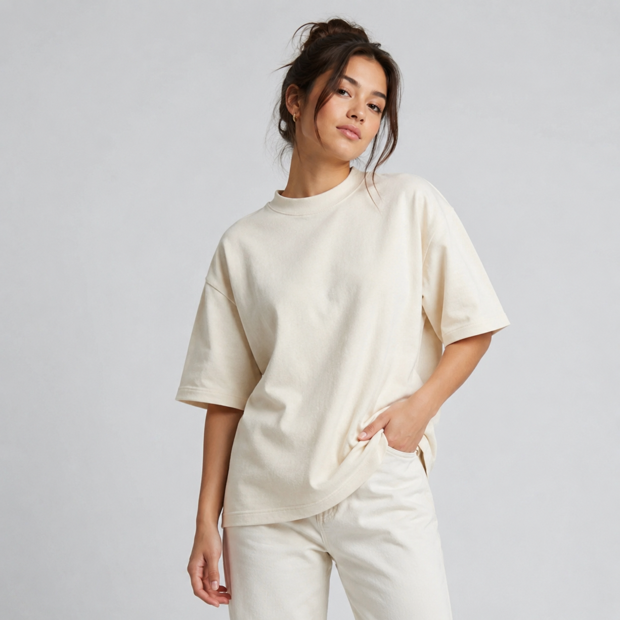 Cotton  Boxy Fit T-Shirt-Maroon Color