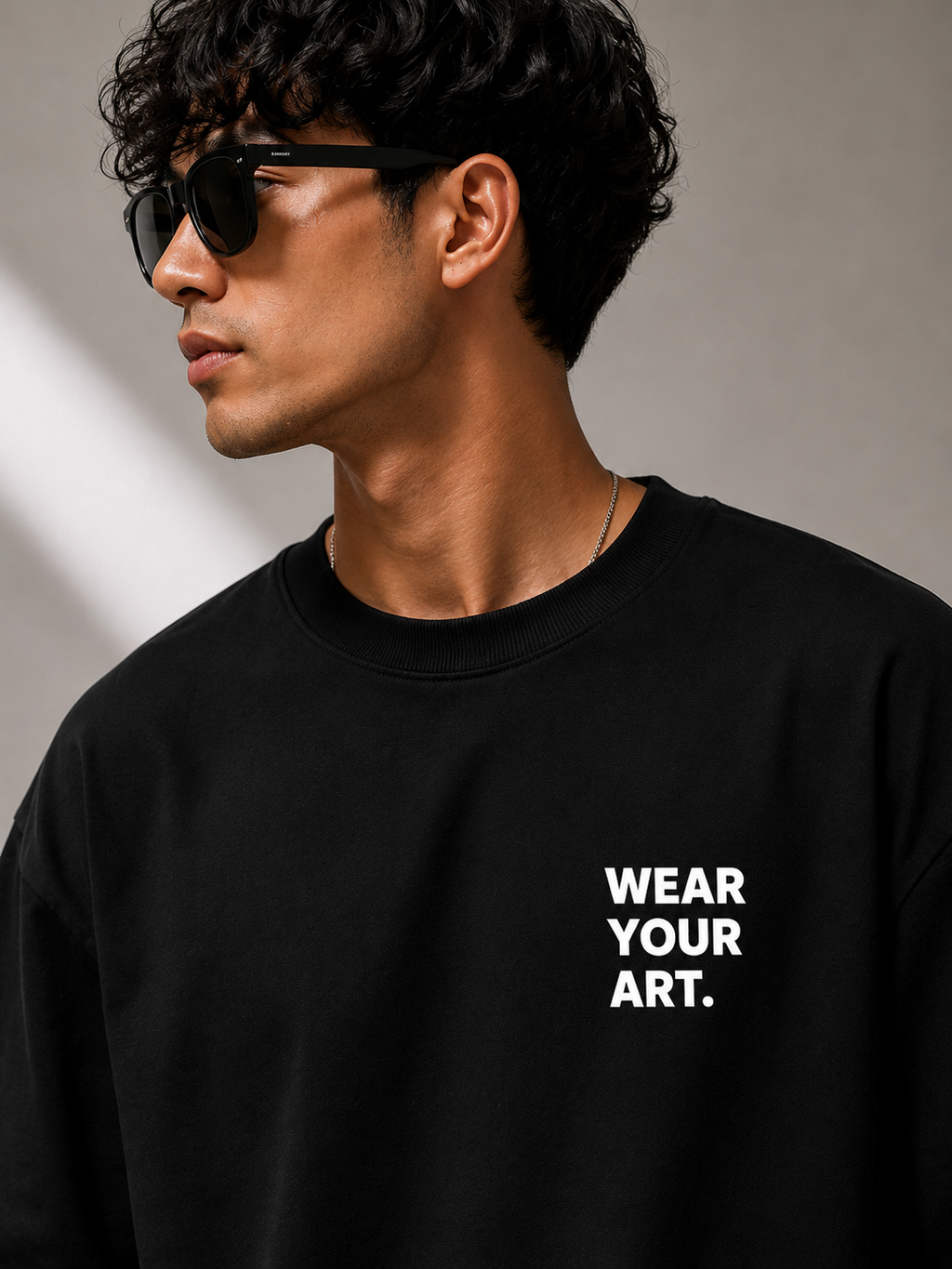 I'M ART Black Oversized Graphic T-Shirt for Men | Label 28