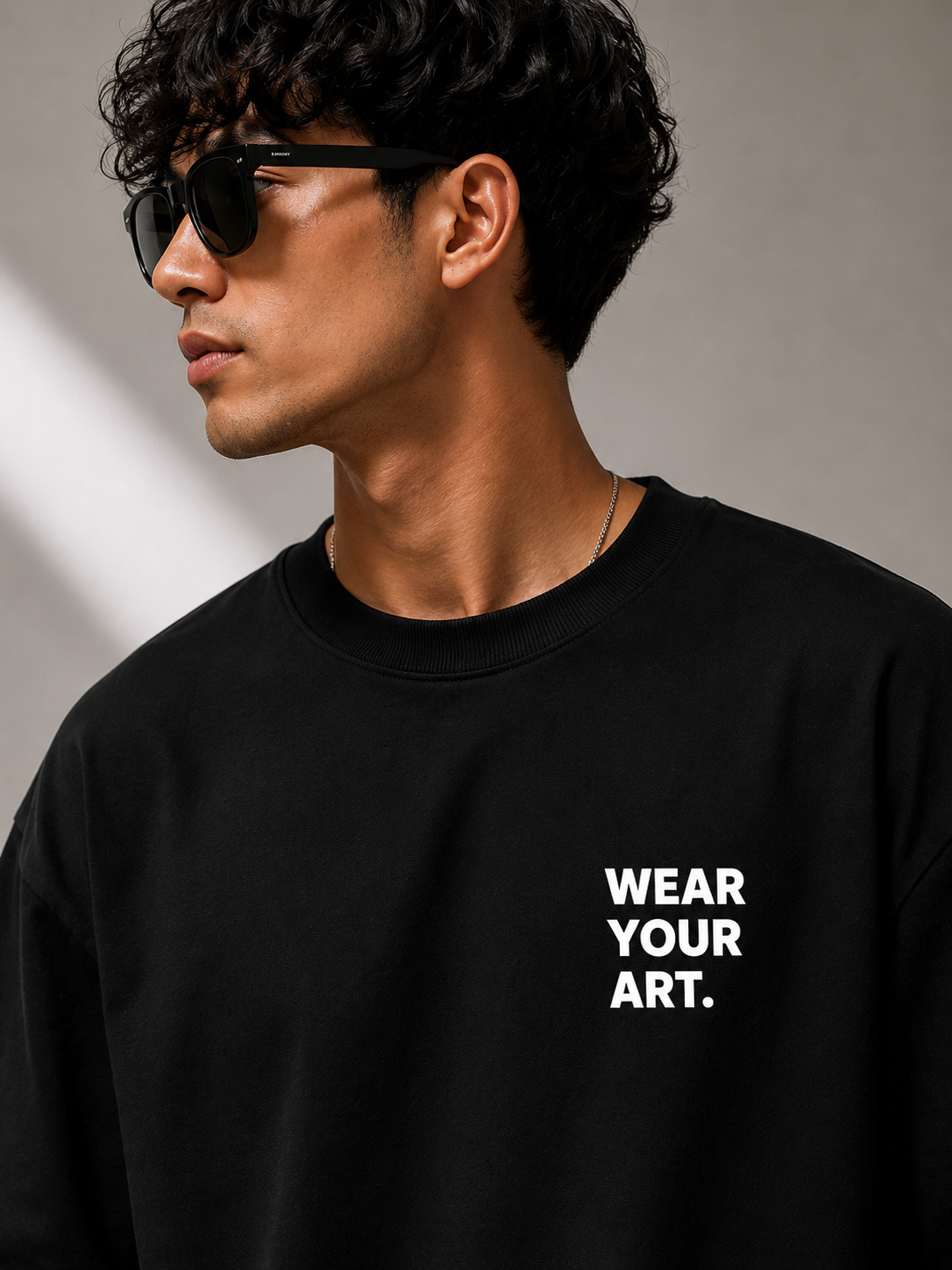 I'M ART Black Oversized Graphic T-Shirt for Men | Label 28