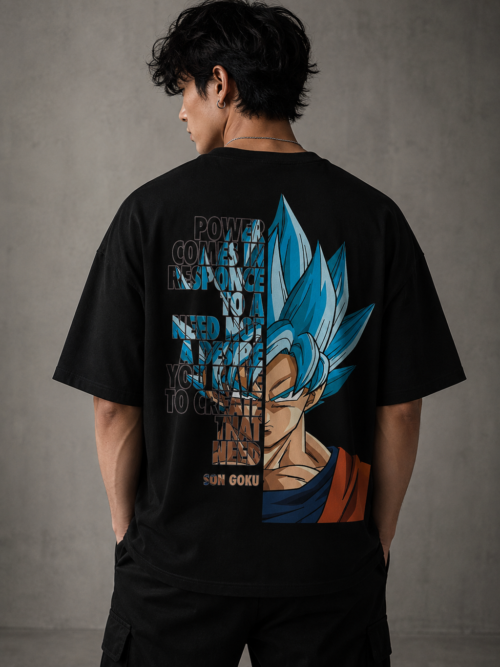 Son Goku Power Graphic Oversized T-Shirt – Black