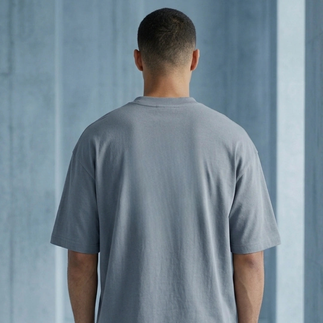 Cotton  Boxy Fit T-Shirt - Steel Blue