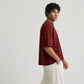 Cotton  Boxy Fit T-Shirt-Maroon