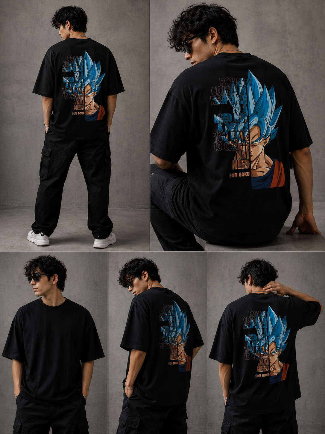 Son Goku Power Graphic Oversized T-Shirt – Black