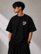 I'M ART Black Oversized Graphic T-Shirt for Men | Label 28