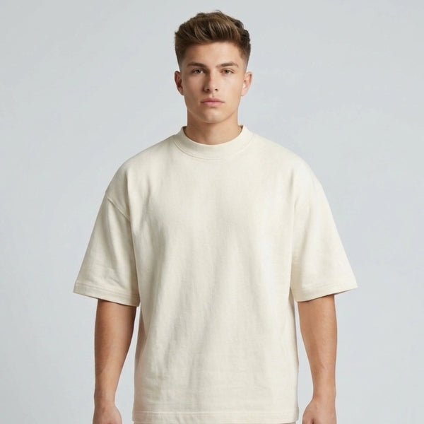 Cotton Boxy Fit T-Shirt - Beige