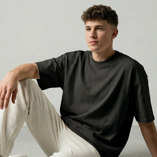 Cotton  Boxy Fit T-Shirt -Black