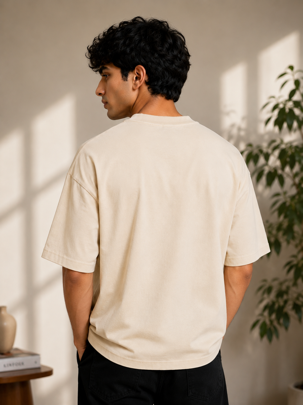 Cotton Boxy Fit T-Shirt - Beige