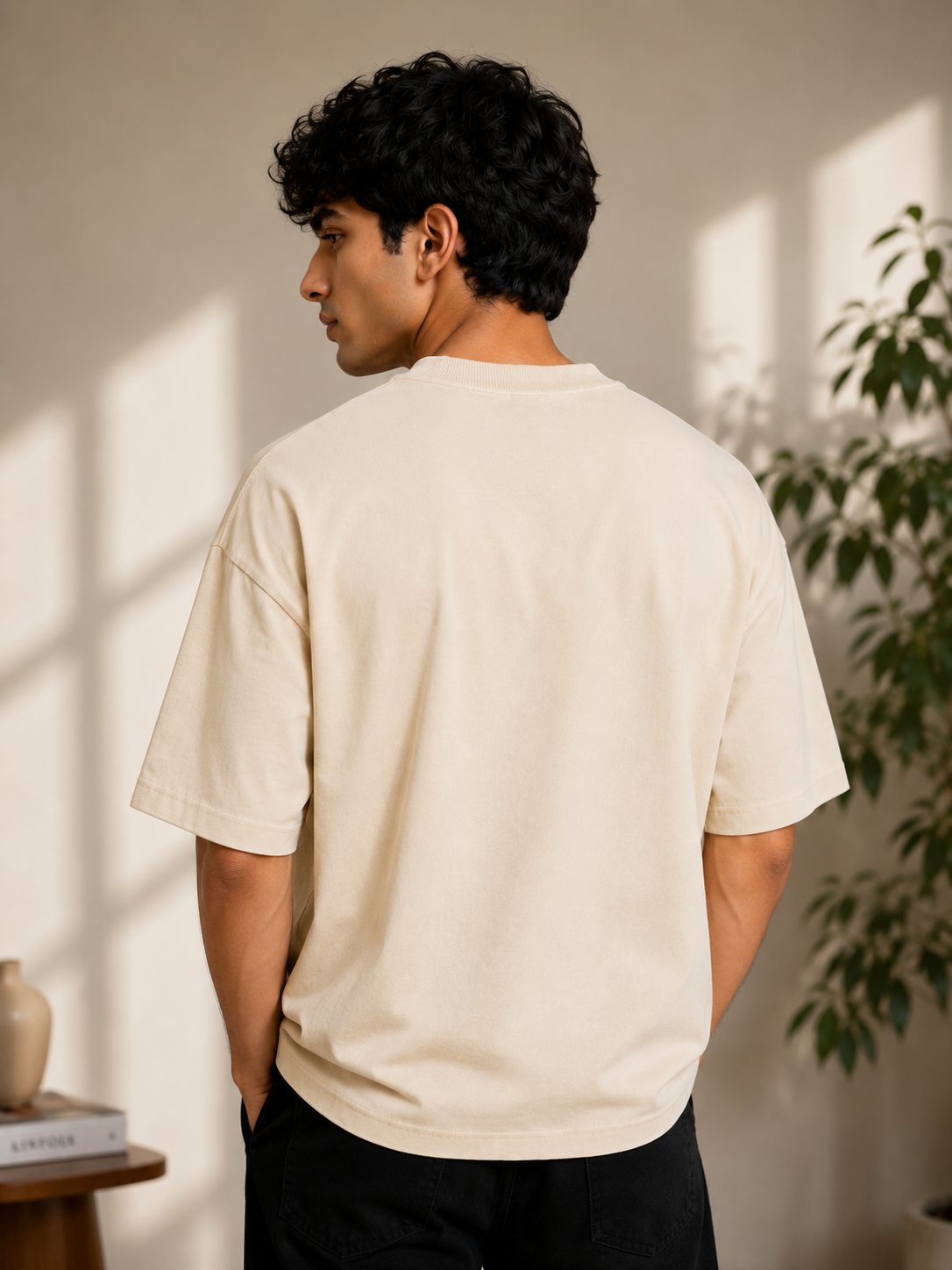 Cotton Boxy Fit T-Shirt - Beige