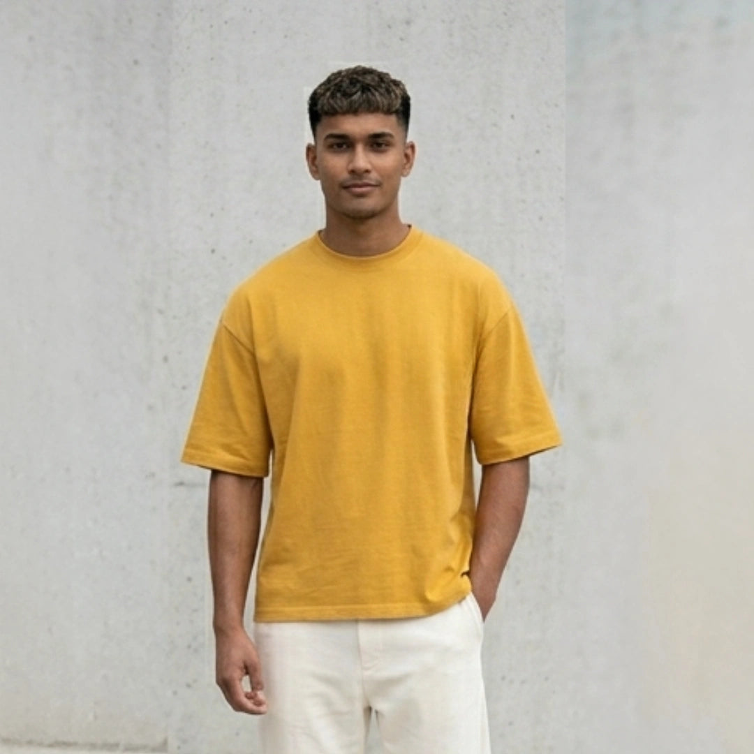 Cotton  Boxy Fit T-Shirt - Steel Blue