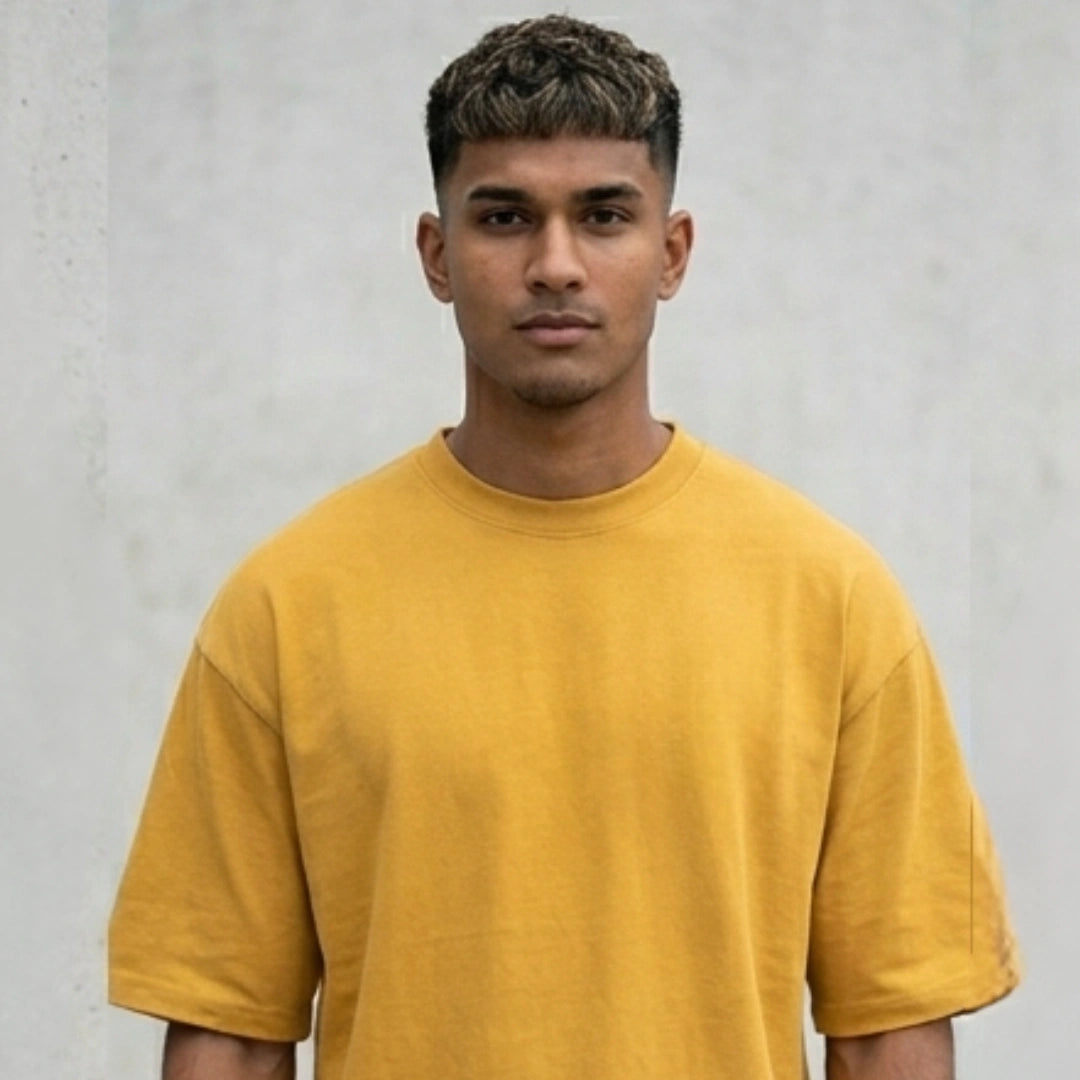 Cotton Boxy Fit T-Shirt - Mustard Yellow