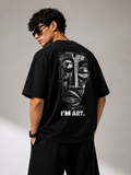 I'M ART Black Oversized Graphic T-Shirt for Men | Label 28