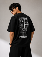 I'M ART Black Oversized Graphic T-Shirt for Men | Label 28