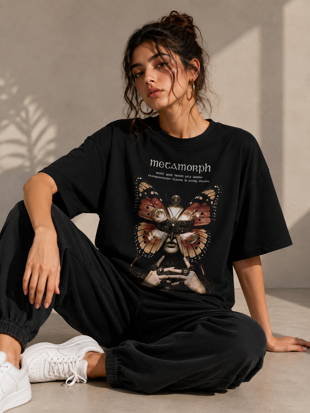 METAMORPH Women's Oversized Graphic T-Shirt | Premium 220 GSM Cotton | Label 28