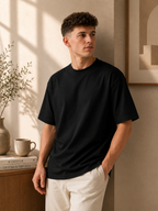 Cotton  Boxy Fit T-Shirt -Black