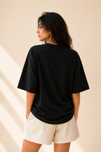 Cotton  Boxy Fit T-Shirt -Black Color