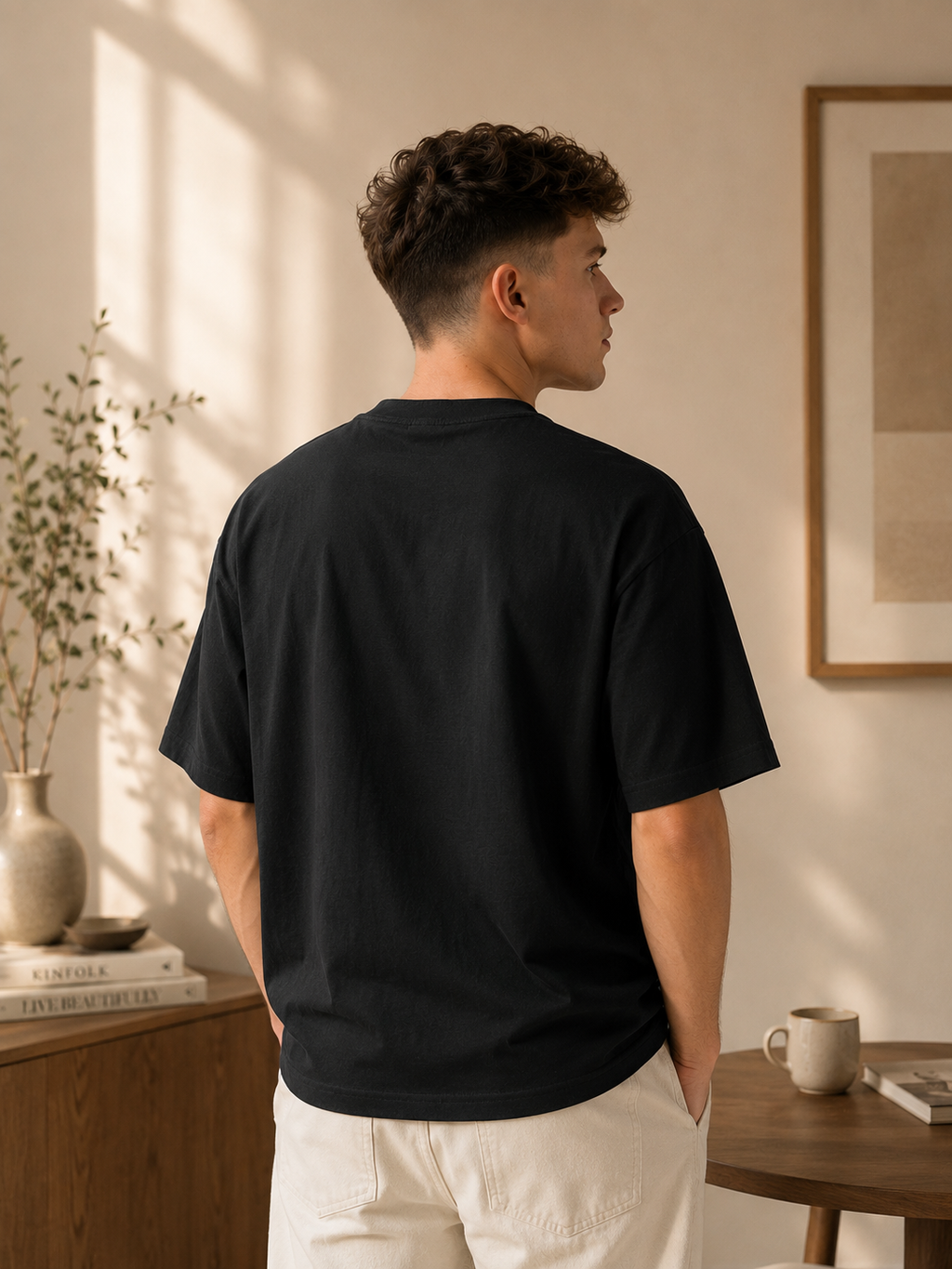 Cotton  Boxy Fit T-Shirt -Black