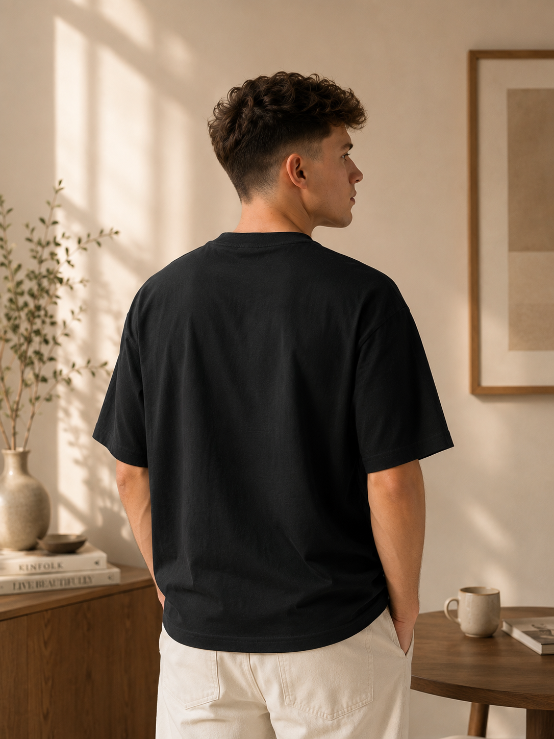 Cotton  Boxy Fit T-Shirt -Black