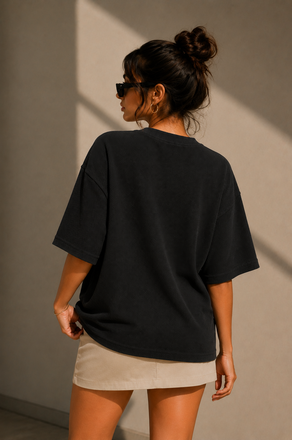 Waffle Boxy Fit Tee Under ₹699 | Black Color