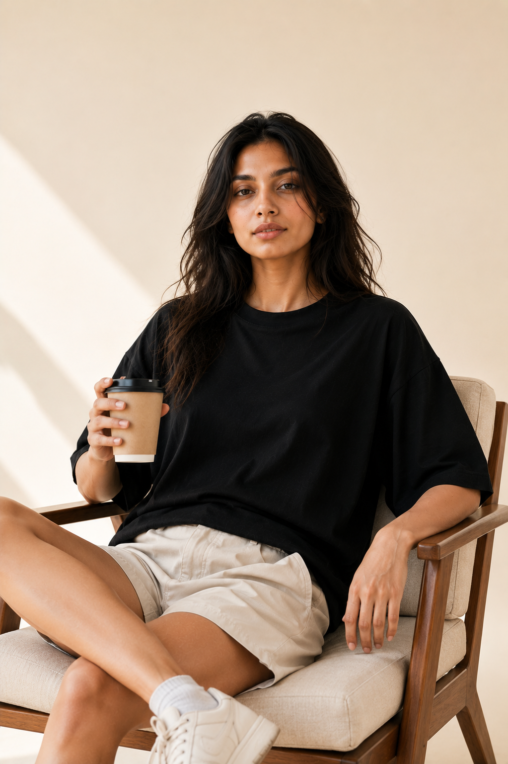 Cotton  Boxy Fit T-Shirt -Black Color