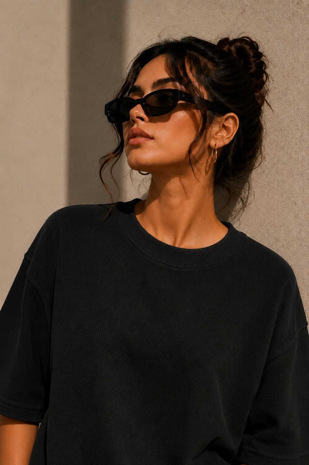 Waffle Boxy Fit Tee Under ₹699 | Black Color