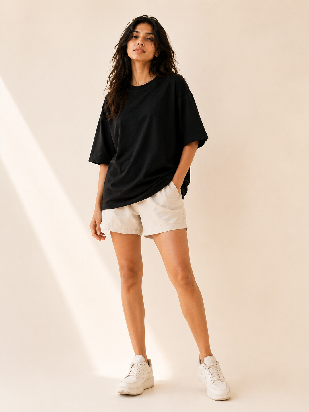 Cotton  Boxy Fit T-Shirt -Black Color