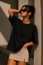 Waffle Boxy Fit Tee Under ₹699 | Black Color