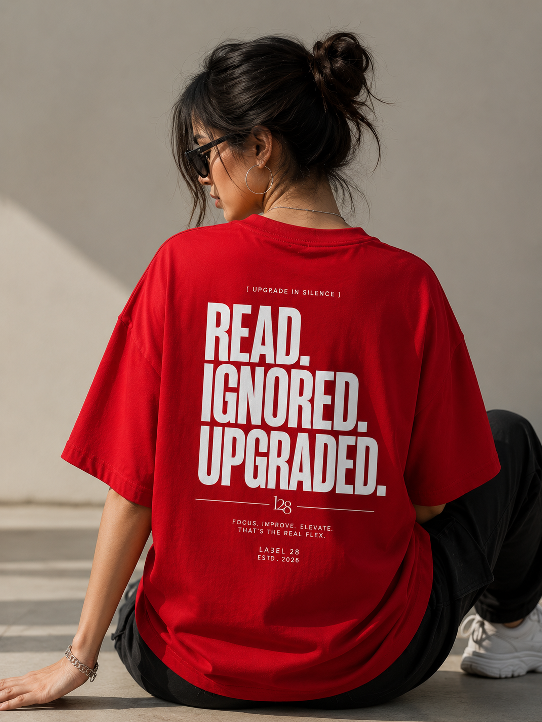 READ. IGNORED. UPGRADED. | Premium Oversized Red T-Shirt | Label 28