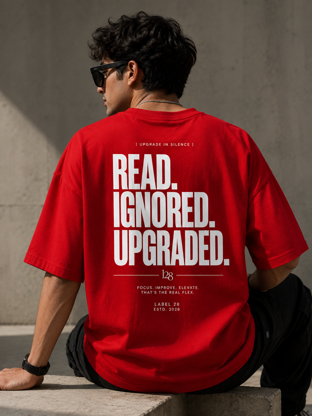 READ. IGNORED. UPGRADED. | Premium Oversized Red T-Shirt | Label 28