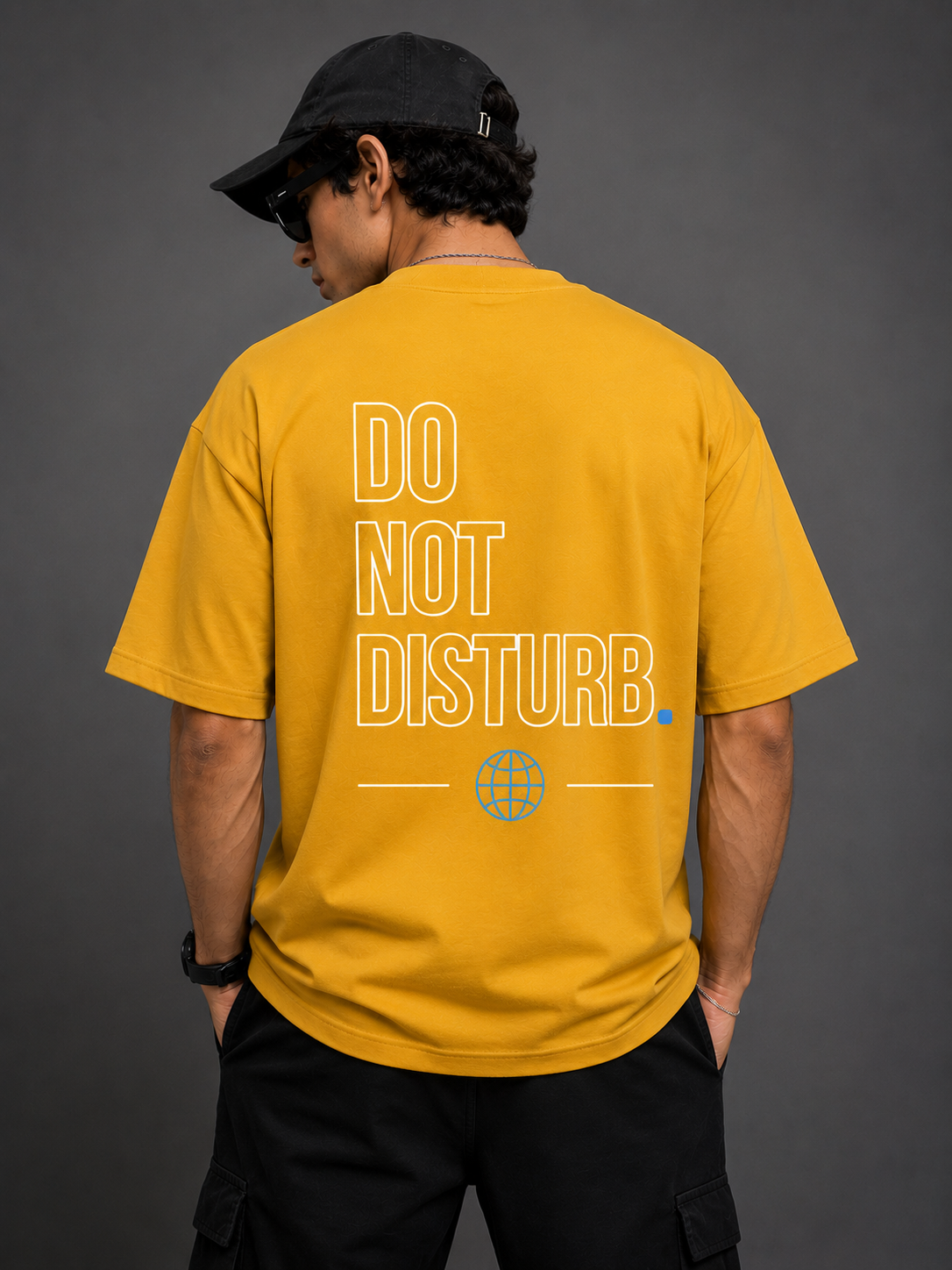 DO NOT DISTURB. Oversized Mustard Yellow T-Shirt | 240 GSM Cotton Lycra | Label 28