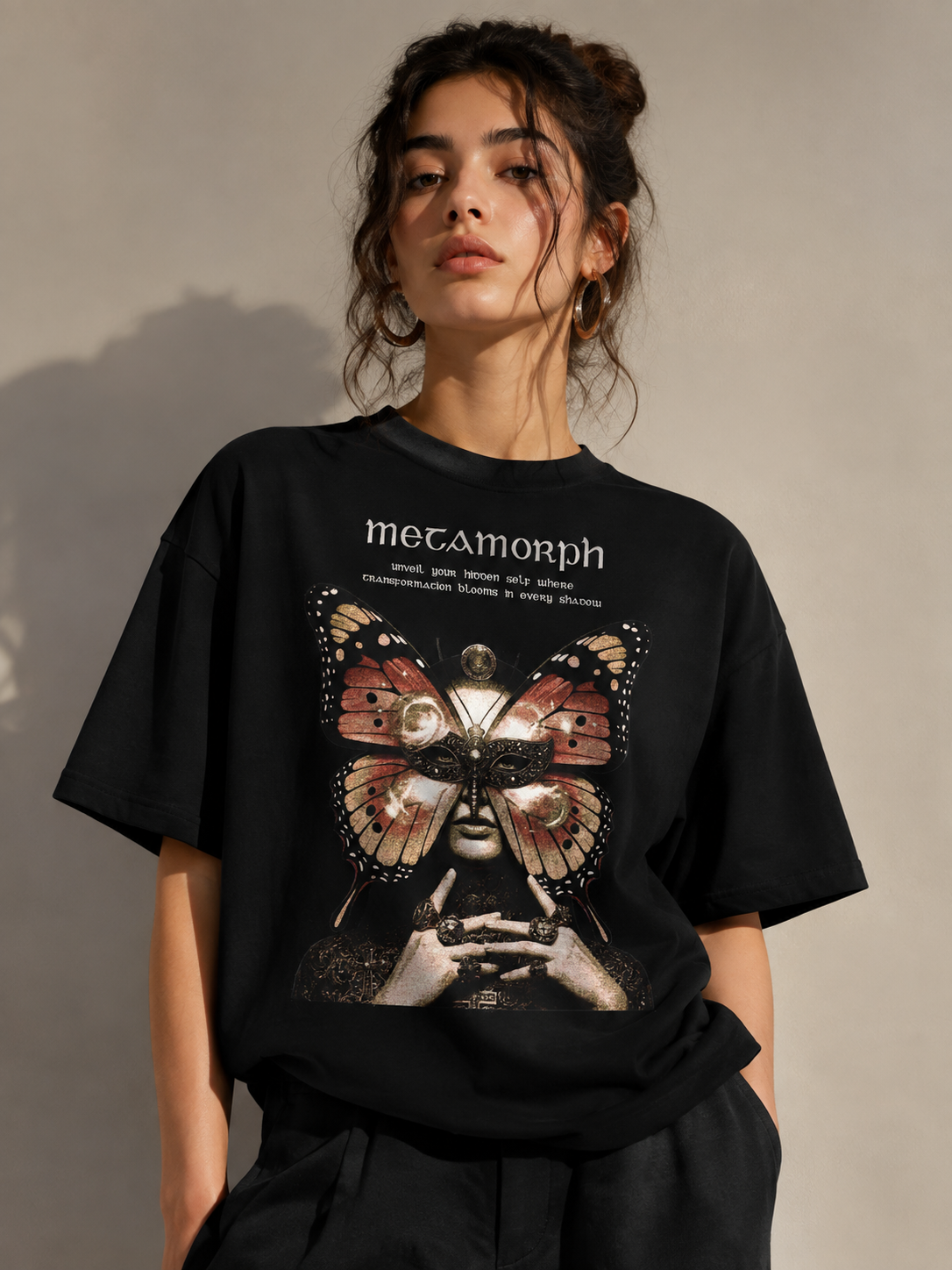 METAMORPH Women's Oversized Graphic T-Shirt | Premium 220 GSM Cotton | Label 28