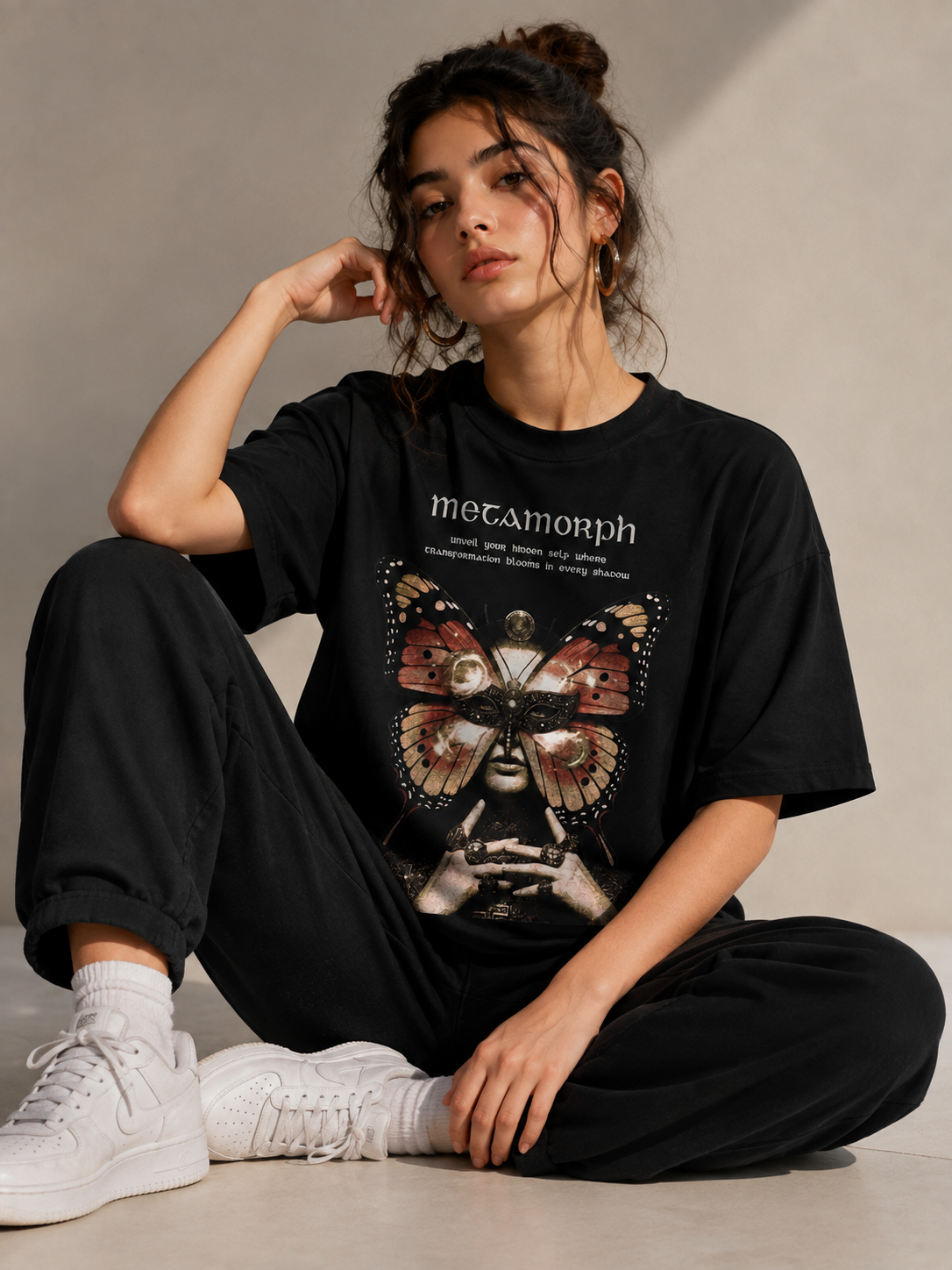 METAMORPH Women's Oversized Graphic T-Shirt | Premium 220 GSM Cotton | Label 28