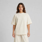 Cotton Boxy Fit T-Shirt - Beige Color