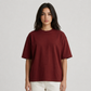 Cotton  Boxy Fit T-Shirt-Maroon Color