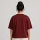 Cotton  Boxy Fit T-Shirt-Maroon Color
