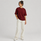 Cotton  Boxy Fit T-Shirt-Maroon Color