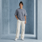 Cotton  Boxy Fit T-Shirt - Steel Blue Color