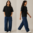 Waffle Boxy Fit Tee Under ₹699 | Black Color