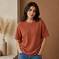 Waffle Boxy Fit Tee Under ₹699 | Cinnamon Brown Color