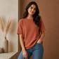 Waffle Boxy Fit Tee Under ₹699 | Cinnamon Brown Color