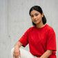 Cotton Boxy Fit T-Shirt - Red Color