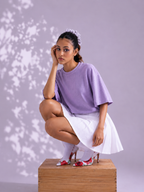Waffle Boxy Fit Tee Under ₹699 | Lavender Color