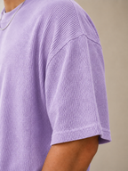 Waffle Knit Boxy Fit T-Shirt Under ₹699 | Lavender