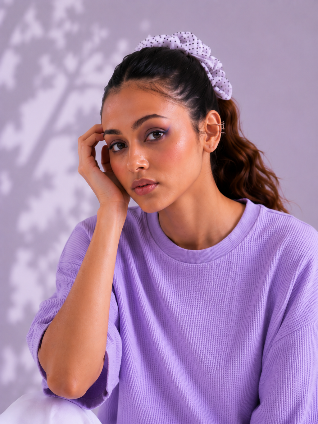 Waffle Boxy Fit Tee Under ₹699 | Lavender Color