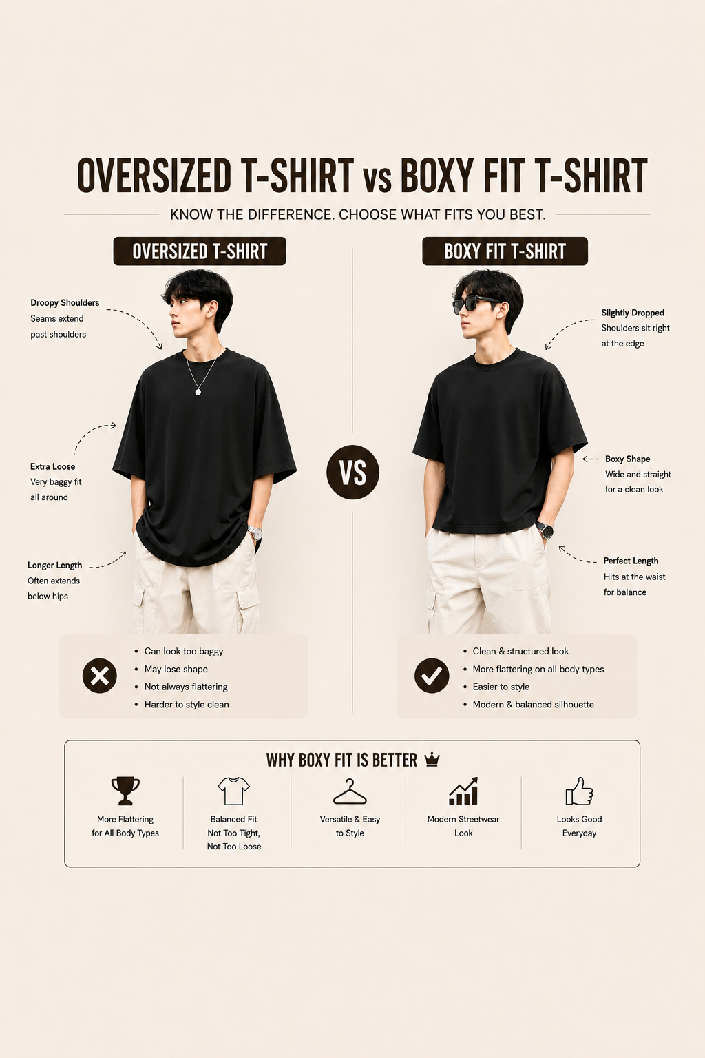 Cotton  Boxy Fit T-Shirt -Black