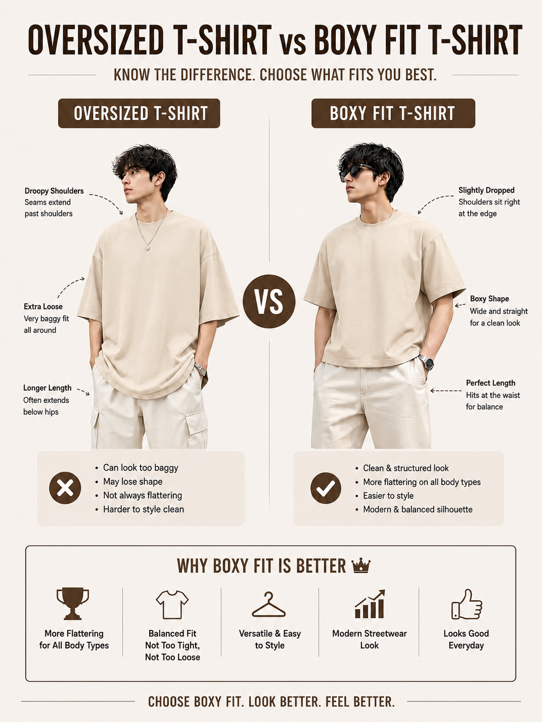 Cotton Boxy Fit T-Shirt - Beige