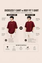 Cotton  Boxy Fit T-Shirt-Maroon