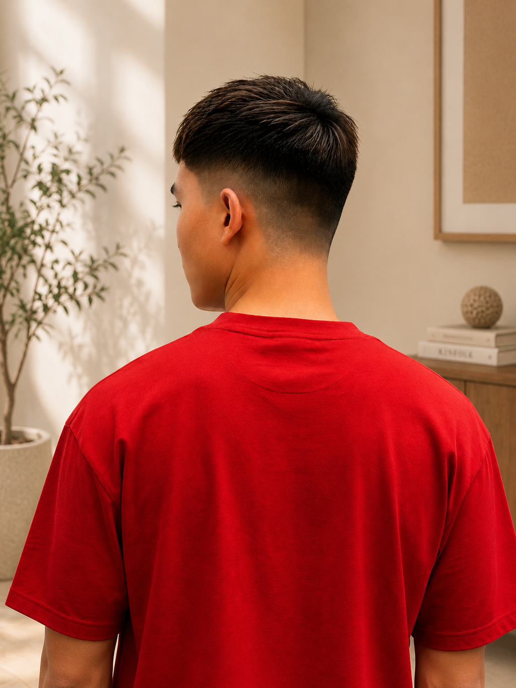 Cotton Boxy Fit T-Shirt - Red