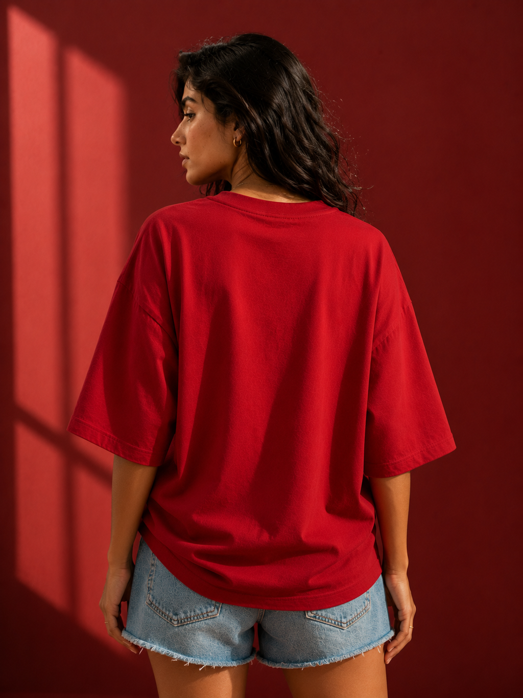 Cotton Boxy Fit T-Shirt - Red Color