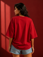 Cotton Boxy Fit T-Shirt - Red Color